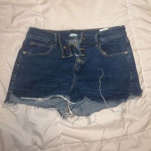 Medium wash distressed shorts